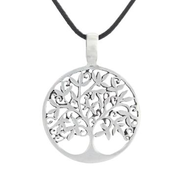 Imagem de Jewelry Trends Colar com pingente de estanho da árvore celta da vida, cordão de couro de 45,7 cm