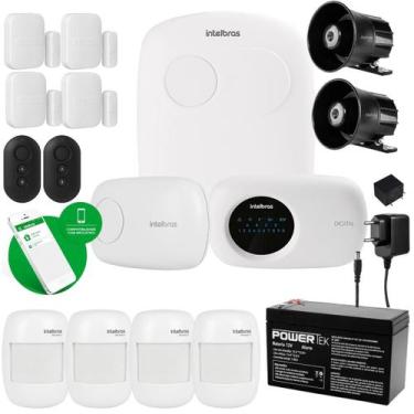 Imagem de Kit Alarme Intelbras AMT 2118 EG GSM C/ 8 Sensores Sem Fio