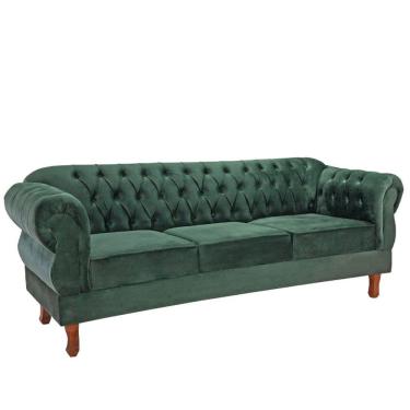 Imagem de Namoradeira Chesterfield Elisabeth 3 Lugares Via Encanto Veludo Verde