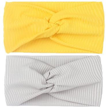 Imagem de 2 peças de faixa elástica infantil de borda larga confortável para acessórios de cabelo de bebê, todas as estações, faixa de cabelo moderna