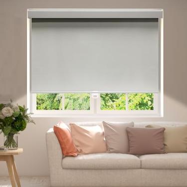 Imagem de ShadeMart Persianas blackout para janelas persiana de rolo cinza sem fio proteção UV para janelas persianas de parada livre com saia para quarto, banheiro, escritório (83,8 cm L x 183 cm A)