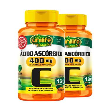 Imagem de Kit 2 Vitamina C ácido Ascórbico Unilife 120 Capsulas Veganas