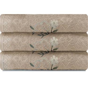 Imagem de Jogo de Toalhas de Banho Karsten 100% Algodão 3 Peças Yuna, GRAO