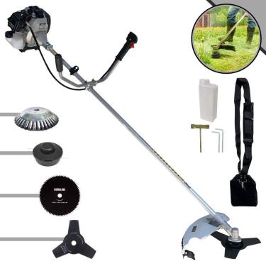 Imagem de Roçadeira Com Sistema Antivibração Toyama TBC43H À Gasolina 43cc 1,7HP Completa Com Carretel de Nylon + Faca 3 Pontas + Faca 80 Dentes + Escova de Aço