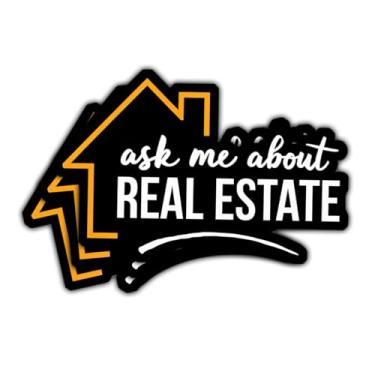 Imagem de 3 adesivos Ask Me About Real Estate, adesivos de corretor de imóveis, adesivos de agente imobiliário à prova d'água, laptop, garrafa de água, telefone, carro, janela, capacete, presentes para