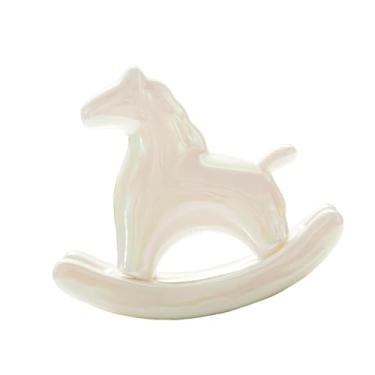 Imagem de Ｂｅｓｇａ Estátua de Cavalo de Balanço para Mesa, Artesanal, Moderna e Elegante, com Acabamento em Galvanoplastia, Peça Colecionável para Sala de Estar ou, Branco