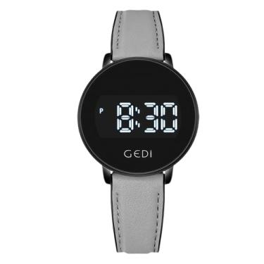 Imagem de Relógio feminino fashion esportivo digital LED com tela sensível ao toque, calendário, pulseira de silicone, vestido minimalista, à prova d'água, relógio de pulso feminino, Cinza, Fahsion, simples
