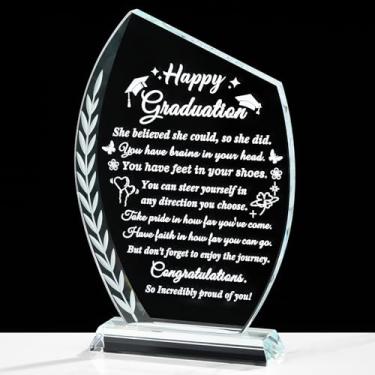Imagem de Presentes de formatura para ela - decoração de lembranças de placa de cristal - presente de formatura do ensino médio para mulheres, presente de graduação inspirador para turma de 2026 mestrado PHD