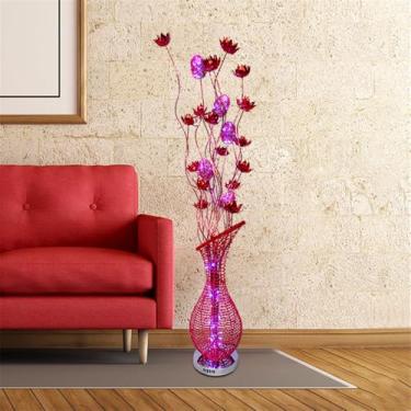 Imagem de Luminária de chão nórdica moderna com estampa floral, em alumínio, para sala de estar, sofá, quarto, casamento, com LED, originalidade e design decorativo (Estilo 12)