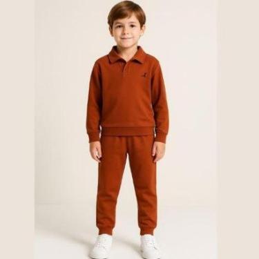 Imagem de Conjunto Moletom Infantil Masculino Inverno Gola Polo – Sem Bolso Rei Rex-Masculino
