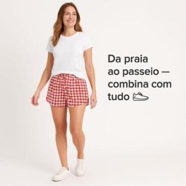 Imagem de Short Viscose Estampado Feminino, Cordão Para Laço-Feminino