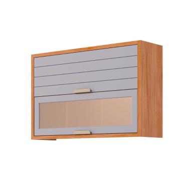 Imagem de Módulo Cozinha Mgm Eloise Armário C- 2 Portas Basculante C- Vidro Reflecta 120cm Cinamomo-platina-mgm