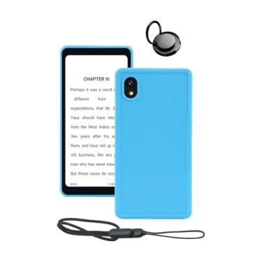 Imagem de Capa para celular Bigme HiBreak Pro 15.6 cm Epaper, design WUNIAK resistente a quedas capa de borracha leve protetora de silicone macio com suporte de anel de telefone e cordão, azul