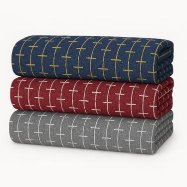 Imagem de Manta Sofa Kit 3 Mantas Cama Sofá Poltrona Algodão Gigante 2,80x1,80m Tipo Capa Protetora Decoração Macio e AgradáVel Ao Toque(CINZA - VERMELHO - MARINHO)