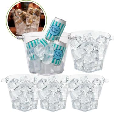 Imagem de Kit Baldes De Gelo Luxo Acrílico Cristal Diamond Champanhe Garrafas Vinho Latas Eventos Festas (M (5 BALDES))