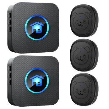 Imagem de Sistema de campainha sem fio para animais de estimação com transmissores de toque, design à prova d'água, alcance de 984 pés, 2 receptores, configuração fácil para treinamento de cães,