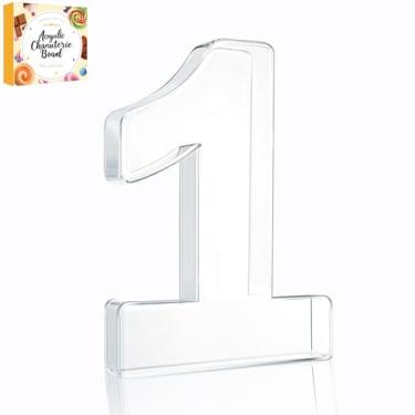 Imagem de Bandeja preenchível com letras de charcutaria acrílica de 25,4 cm, pratos de servir reutilizáveis em formato de número do alfabeto para tábua de charcutaria, frutas, doces, bolos, decoração de festa