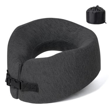 Imagem de Almofada de viagem dual-core para avião, almofada de pescoço com suporte atualizado 2025 para dormir, espuma viscoelástica 100% pura, suporte de pescoço de 360° para voos longos, ideal para aviões