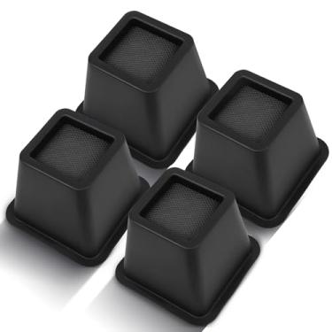 Imagem de MCXYEM Elevador de cama/elevador de cama/elevador de cama/elevador de móveis/elevadores de mesa/elevadores de moldura criar armazenamento sob a cama resistente para ajuste de altura de móveis preto