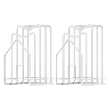 Imagem de ZJRDYYK Pacote com 2 suportes de tábua de cortar para balcão, organizador de tábua de cortar com 4 compartimentos para organizador de bandeja de assadeira (branco)