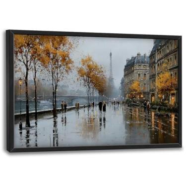 Imagem de Arte de parede grande da cidade de Paris para sala de estar grande torre Eiffel decoração de parede paisagem urbana impressões em tela pinturas de rua urbanas decorações de arte para escritório quarto