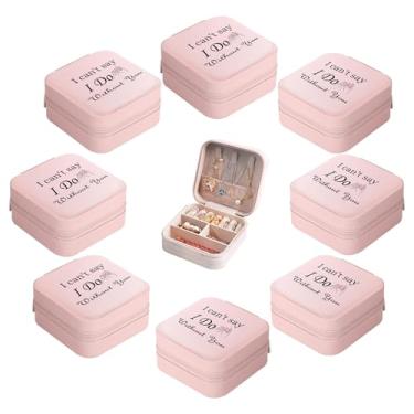 Imagem de Dreamrflove 8 peças de presente de caixa de joias de dama de honra, estojo de joias portátil para mulheres "I Can'T Say I Do Without You", presentes de casamento para damas de honra, rosa portátil