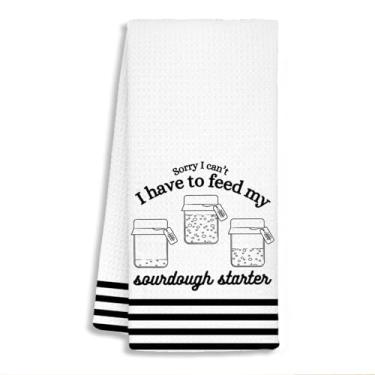 Imagem de STHTTSW Toalhas de cozinha engraçadas Sourdough, presentes de padeiro para mulheres, toalhas de chá para assar massa fermentada, cozinha, padaria, presente de panificação, toalhas de mão decorativas