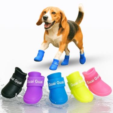 Imagem de Sapato Botinha De Silicone Para Cachorro Antiderrapante Protetor De Patas (Macho, M)