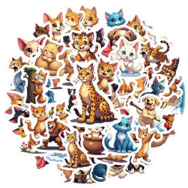 Imagem de 35 peças, gatos, cães, animais de estimação, adesivos engraçados, fofos para mala, geladeira, telefone, bagagem, laptop, guitarra, carro, adesivos, brinquedos, laptop, bagagem, scrapbook, diário
