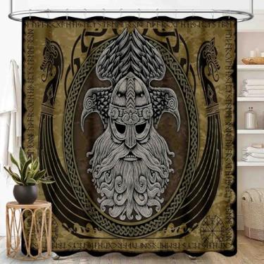 Imagem de TKUYO Cortina de chuveiro nórdica Viking, espada de guerreiros nórdicos, runa celta escandinava, nação estética valknut, tecido impermeável, conjunto de cortina de chuveiro de banheiro com ganchos
