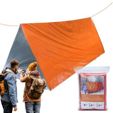 Imagem de Abrigo de barraca – Kit de barraca de sobrevivência para acampamento, leve, à prova de vento, impermeável, saco de dormir, cobertor térmico para acampamento, caminhada