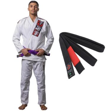 Imagem de Kimono Jiu Jitsu Naja Choke Branco Trançado E Reforçado com Faixa BJJ Adulto-Unissex