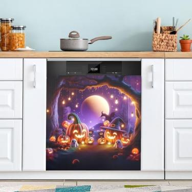 Imagem de ATTX Capa magnética para lava-louças de Halloween, 58,4 cm C x 66 cm A, decoração da capa da máquina de lavar louça, decalques de armário doméstico e eletrodomésticos adesivos #221