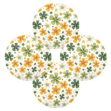 Imagem de ATTX Jogo americano redondo de trevo verde de São Patrício para mesa de jantar, jogo americano de decoração do dia de São Patrício, tapetes para mesa de cozinha para 4#554