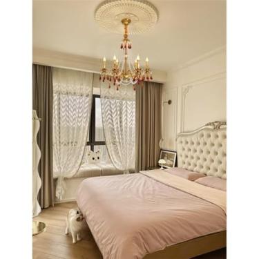 Imagem de Lustre de cristal francês vintage - Luminária de teto retrô elegante para sala de estar, sala de jantar e quarto. Decoração atemporal em estilo americano (6 lâmpadas).