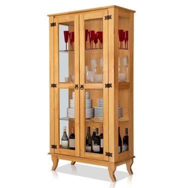 Imagem de Cristaleira De Madeira Maciça 2 Portas De Vidro Luma Imbuia