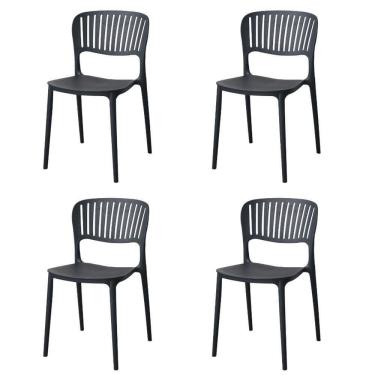 Imagem de Kit 4 Cadeiras Empilhável Inmetro Havana Fratini Polipropileno Preto Suporta 182kg