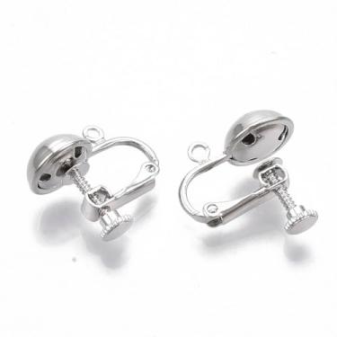 Imagem de 2 peças de brincos de pressão de latão, brincos espirais não perfurados de platina, fio de orelha de latão com laço, componentes de achados de brinco para fabricação de joias para mulheres, 18 ~ 19 x