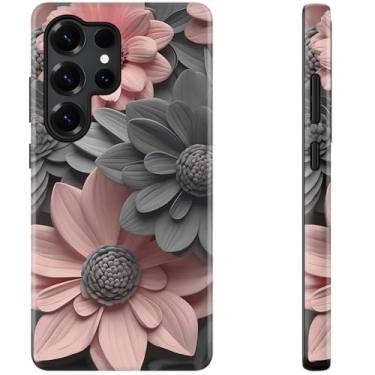 Imagem de DEENAKIN Capa fofa para Samsung Galaxy S23 Ultra - Compatível com carregamento sem fio - Silicone macio de camada dupla + capa rígida - Design elegante de flores silvestres - Capa de telefone chique