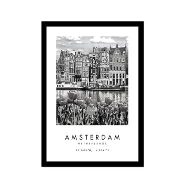 Imagem de Pôster de cidade preto e branco - impressão de viagem Roma Las Vegas Veneza Paris Sydney Amsterdam Amalfi Sanfrancisco Pintura em tela impressões de paisagem da cidade do mundo imagens de parede