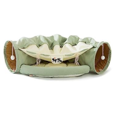 Imagem de Túnel Indoor com Cama Plegável Lavável Brinquedo Interativo Premium para Gatos Pequenos Médios e Grandes Gato Removível Cama-Túnel Versátil Cães Filhotes de Coelhos Pet Uso Duradouro