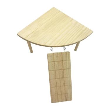 Imagem de WeiLaiKeQi Plataforma de madeira para hamster com escada, brinquedo de escalada para pequenos animais, acessório para casinha, brinquedo interessante para ratos, Mesa E Escada