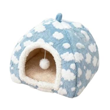 Imagem de Generic Cama Portátil para Gatos em Formato de Caverna, com Almofada Grossa, Abrigo para Animais de Estimação E Bola Pendurada.