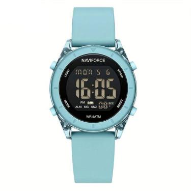 Imagem de Relógio De Pulso Digital Feminino Lcd Tela Pulseira De Silicone 3atm Azul Celeste