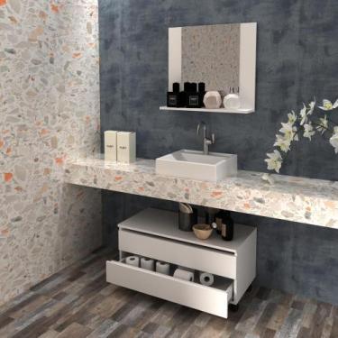 Imagem de Kit Banheiro Gabinete e Espelheira Suspensa Branco - Tecno - Tecno Mob