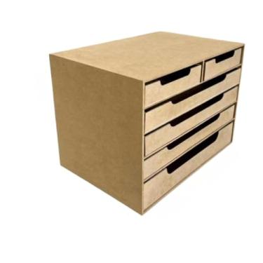 Imagem de Organizador de mesa de escritório em MDF, tamanho A4, com 6 gavetas