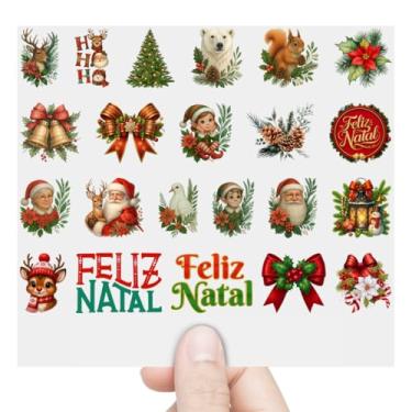 Imagem de Graviarte - Cartela com 22 Adesivos Natalinos DTF UV – Papai Noel, Árvore de Natal e Elementos Festivos – Gravitarte