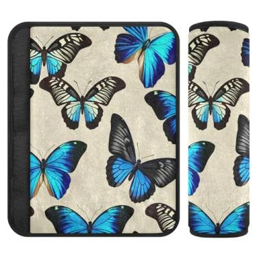 Imagem de Burbuja Capa para cinto de segurança de carro Butterflies Protetor de cinto de segurança de carro macio confortável para alça de ombro de assento, 1 par médio