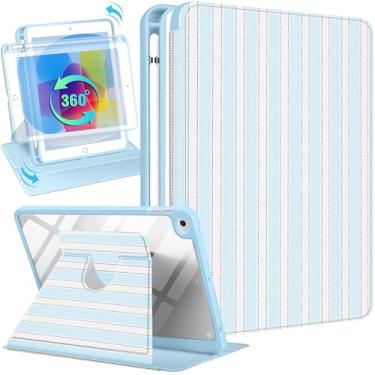 Imagem de Uppuppy Capa para iPad mini 4 para iPad mini 5ª geração – Suporte giratório de 360 graus com suporte para lápis para mulheres e meninas, listras BW para Apple Tablet Mini 7,9 polegadas 2019/2015