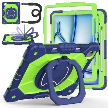 Imagem de Capa para iPad Air de 13 polegadas M3 2025/ M2 2024, Auorld para iPad Air 13 polegadas, capa M3 2025 com protetor de tela, suporte giratório de 360 graus, alça de ombro, suporte para lápis